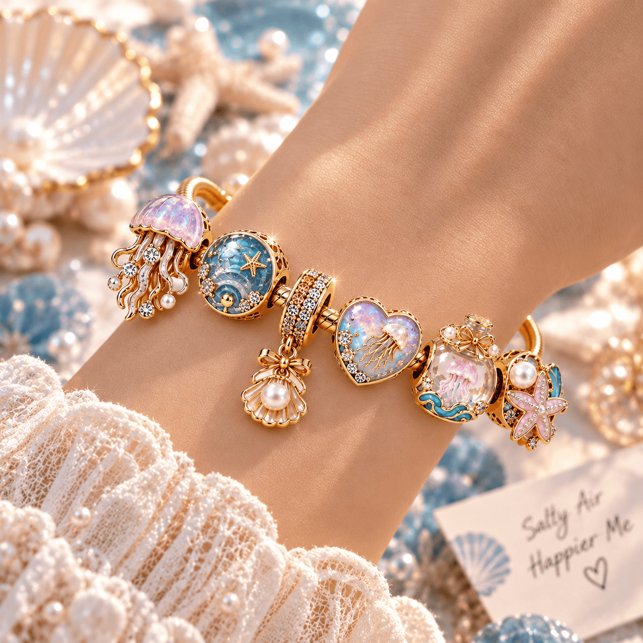 JLF Gold Charm Bracelet Set PTT